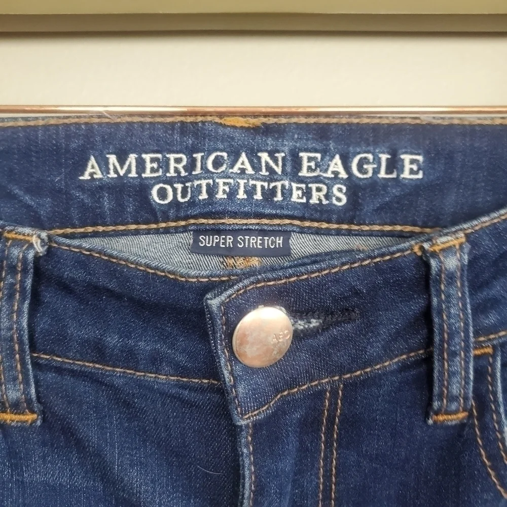 American Eagle Jegging Skinny Distressed Frayed Raw Hem Stretch Jeans AE 0 Y2K